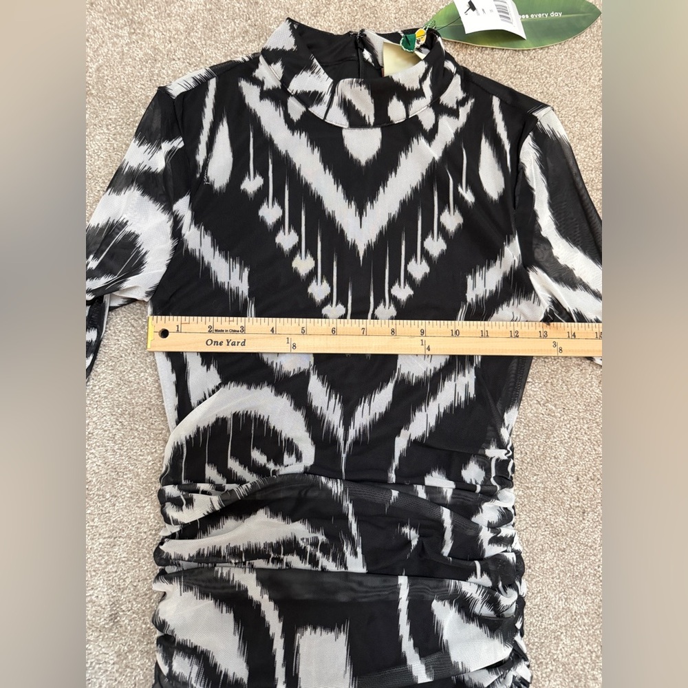 Farm Rio Ikat Ruched Tulle Midi-Dress - size XSmall - NWT - Picture 8 of 14